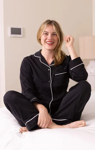 Vista 7 de PajamaGram Conjunto de pijama para mujer – Pijama para mujer, jersey novio, 100% algodón