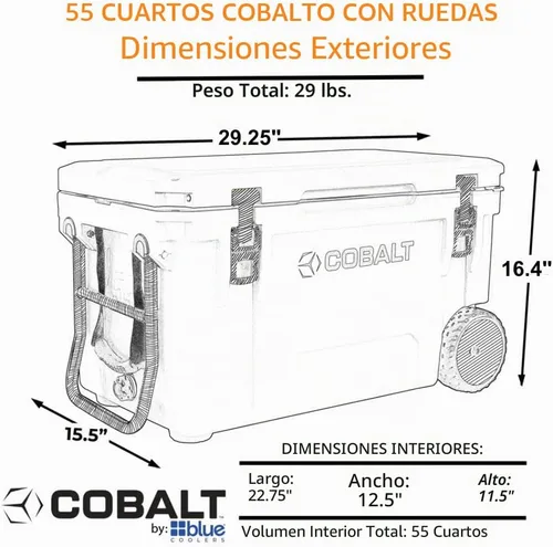 Vista 5 de Cobalt 55 Quart Roto Molded Super Ice Cooler Large Ice Chest - Long Term Ice Retention