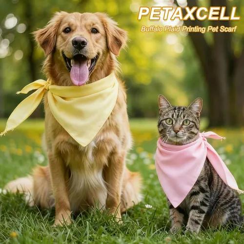Vista 5 de 2 pañuelos en blanco para perro, bufanda para perro, babero de Amarillo