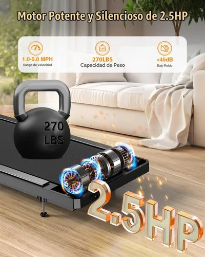 Vista 4 de HCOIW Walking Pad Treadmill with Incline - Portable Under Desk Treadmill with Handlebar, 2.5HP Low-Noise Motor, 2-in-1 Treadmill for Home Office
