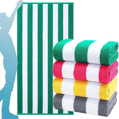 Vista 18 de Paquete de 4 toallas de baño extra grandes a rayas, juego de toallas de baño a granel, tamaño XL, grandes, esponjosas, absorbentes, de microfibra