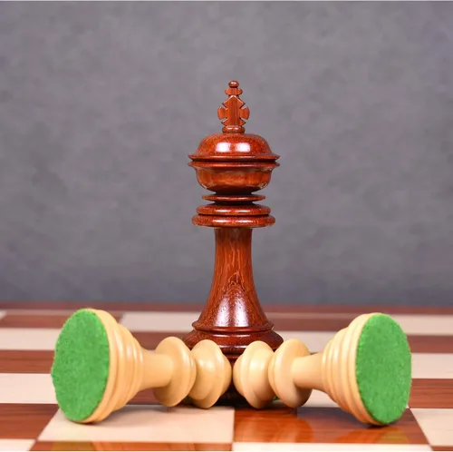 Vista 4 de RoyalChessMall - Juego de piezas de ajedrez Staunton de lujo de dragón de 4.4 pulgadas, madera de rosa con triple