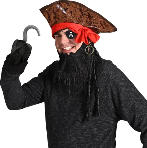 Vista 4 de Beistle Sombrero pirata caribeño con rastas