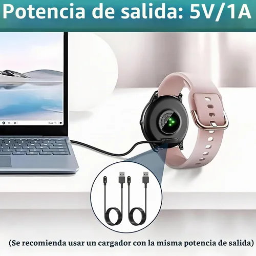 Vista 5 de 2 cargadores de reloj inteligente, cable de carga USB magnético de 2 pines de 0.112 in, cable de carga de repuesto compatible con Letsfit, YAMAY