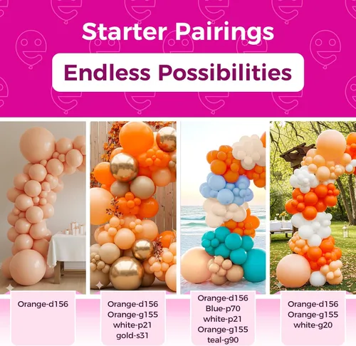 Vista 184 de Bezente Globos Naranjas de Látex para Fiestas - Paquete de 150 Globos de Helio Naranjas Mate Pequeños de 5 Pulgadas para Decoraciones de Fiestas