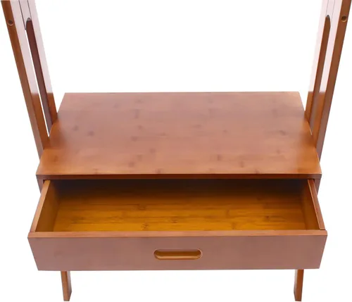 Vista 7 de Perchero de ropa 2 en 1, soporte resistente para colgar ropa con armario de almacenamiento, 4 ganchos, para dormitorios universitarios, campamentos