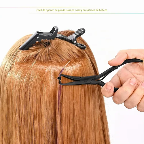 Vista 3 de Kit de herramientas para extensiones de cabello EHDIS de acero inoxidable, juego de alicates para micro enlaces de cuentas de cabello y removedor