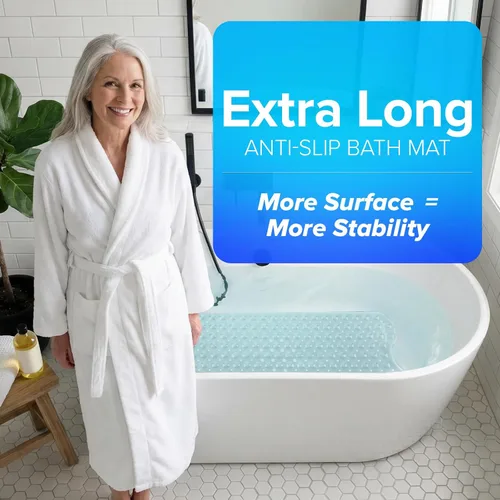 Vista 4 de SlipX Solutions - Alfombrilla extra larga y de agarre fuerte para bañera y ducha, para ancianos y niños, de 39 x 16 pulgadas, antideslizante