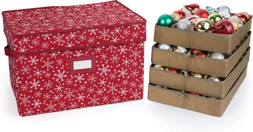 Vista 26 de Covermates Keepsakes – Caja de almacenamiento ajustable de 72 piezas – Capacidad para adornos de 4 pulgadas – Resistente – Asas – apilables