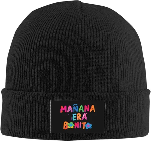 Vista 2 de Karol Music G - Gorro de punto clásico con puños, diseño de calavera, cálido sombrero de esquí de invierno para mujeres y hombres, color negro