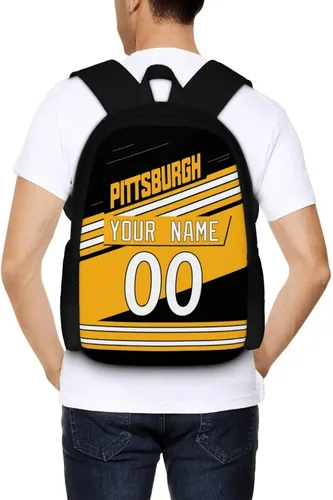 Vista 6 de KREDE Mochila Pittsburgh - Bolsas personalizadas para hombres y mujeres, Negro 01