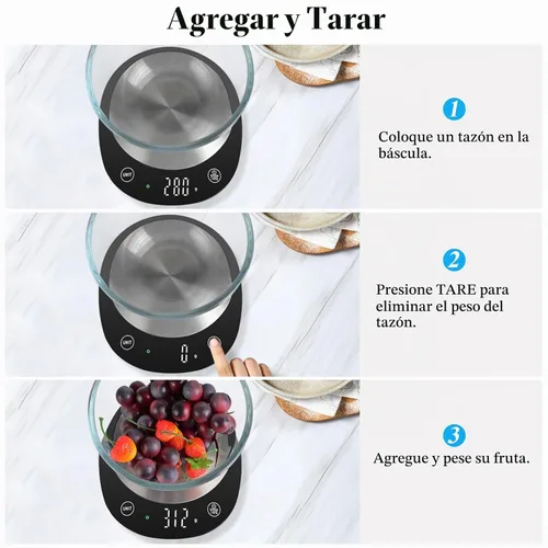 Vista 5 de Homebuds Báscula digital de alimentos de 22 libras gramos y onzas en 0.04 oz, alta precisión garantizada por la fábrica profesional de básculas