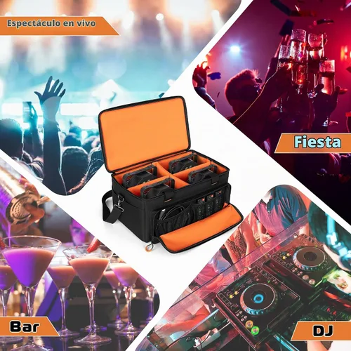 Vista 7 de LUXJA - Bolsa de luz acolchada para 4 luces Par Par Lights Case with Inner Divider and Multiple Accessory Pockets, Detachable Shoulder Strap