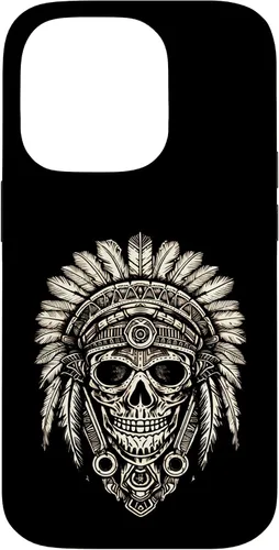 Vista 17 de iPhone 16 Skull, sombrero jefe nativo, capó de guerra, indios, caso del tocado
