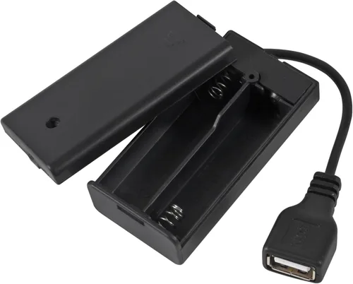 Vista 6 de ACEIRMC 4 piezas 2 AA soporte de batería, USB hembra zócalo 2 AA caja de batería titular con cubierta e interruptor de encendido/apagado
