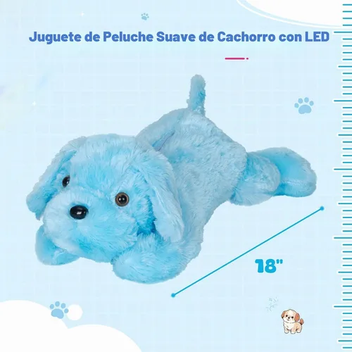 Vista 2 de Perrito de peluche con luz LED para ver por la noche, 20 pulgadas, de WEWILL, Azul