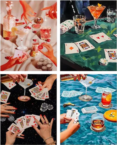 Vista 27 de KICHANG Juego de 4 piezas de pintura de diamante vintage rosa para adultos, kits de arte de diamantes 5D, diamantes redondos de taladro completo