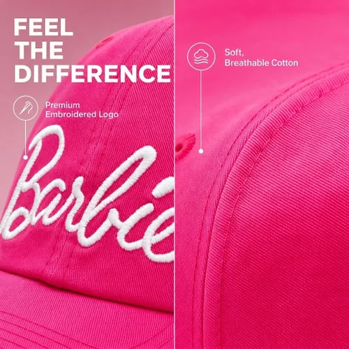 Vista 7 de Barbie Gorra de béisbol para mujer – Gorra de algodón suave para mujer con ala curvada – Gorra de béisbol ajustable de color rosa intenso Rosa oscuro