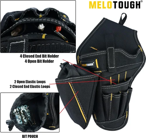 Vista 4 de MELOTOUGH Funda para taladro con portabrocas, funda para atornillador de impacto, funda resistente para cinturón de herramientas