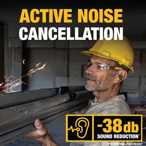 Vista 3 de DEWALT Auriculares Pro X2 ANC True Wireless de Bluetooth para sitios de trabajo de servicio pesado, auriculares de trabajo con cancelación activa