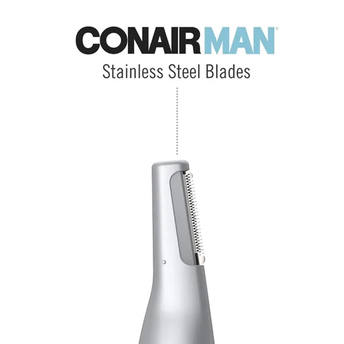 Vista 3 de ConairMAN Recortadora personal todo en uno para hombres, para nariz, oído, cejas y patillas, kit de aseo de 4 piezas, funciona con batería de litio