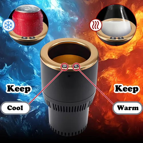 Vista 3 de Calentador de vasos de automóvil 2 en 1 de alta calidad, enfriador inteligente para tazas de automóvil, regalo de temporada festiva, soporte
