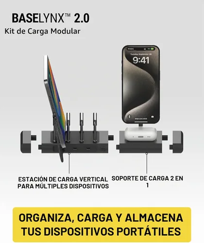 Vista 2 de Scosche BaseLynx 2.0 Estación de carga múltiple con soporte de cargador inalámbrico magnético Qi2 de 15 W, almohadilla de carga de 5 W para AirPods