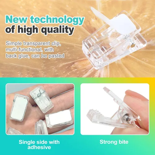 Vista 3 de 30 ganchos de pared adhesivos transparentes, clips fuertes para colgar fotos, carteles, tapices y tiras de luces, perchas sin daños para decoración