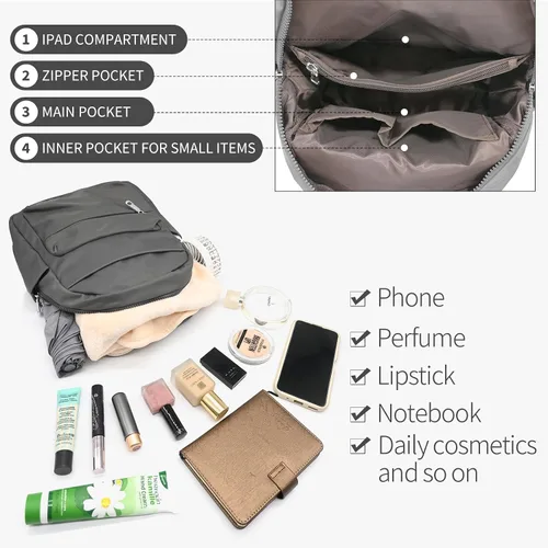 Vista 4 de PS PETITE SIMONE Mochila pequeña para mujer, minilatera, mochila casual a la moda, Gris, Casual