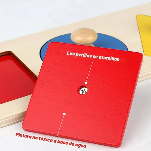 Vista 2 de Rompecabezas Montessori de Múltiples Formas, Primeras Formas, Rompecabezas de Madera con Perilla Jumbo, Rompecabezas de Formas Geométricas
