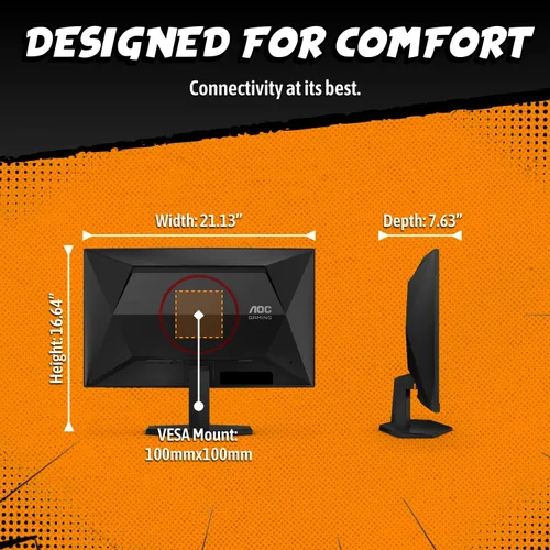 Vista 7 de AOC C24G42E Monitor de juego ultrarrápido curvo de 24" sin marco, 1500R, FHD 1080p, 180Hz 0.5ms MPRT, HDMI 2.0 x2, Display Port x1, HDR, altavoces