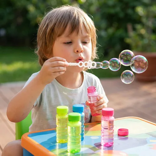 Vista 4 de Paquete de 12 botellas de burbujas grandes, solución de burbujas de 4 onzas, juguete novedoso de verano, recuerdo de fiesta de actividades, juego