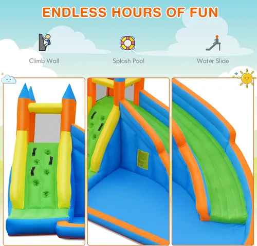 Vista 6 de Costzon - Tobogán acuático inflable, parque de toboganes gigantes inflables para niños, diversión al aire libre en el patio trasero, con soplador