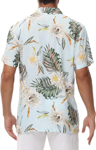 Vista 2 de MCEDAR Hawaiian Shirt for Men Regular Fit Short Sleeve Button Down Summer Beach Tropical Aloha Shirts S-3XL