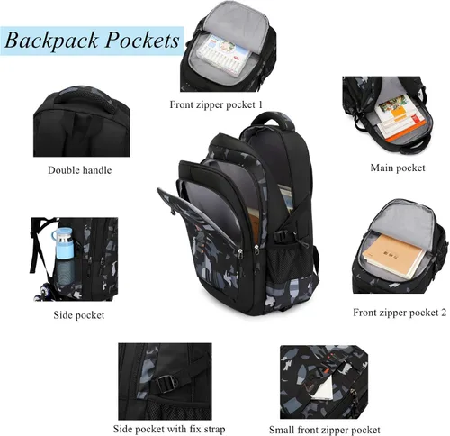 Vista 6 de VIDOSCLA Mochila escolar para niños de primaria, mochila escolar para estudiantes, A06#azul profundo