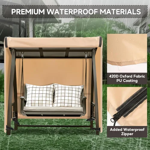 Vista 4 de Fundas para Columpios de Exterior para Columpio de Patio de 2 Asientos, 65" L x 50" P x 66" A, Funda para Columpio de 2 Asientos Impermeable, Funda