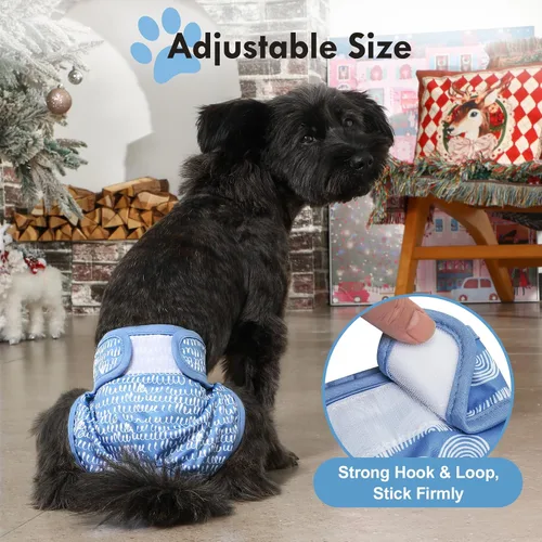 Vista 5 de JoyDaog Pañales para perras para perros pequeños, paquete de 4, reutilizables, lavables, de primera calidad, para cachorros, para calor