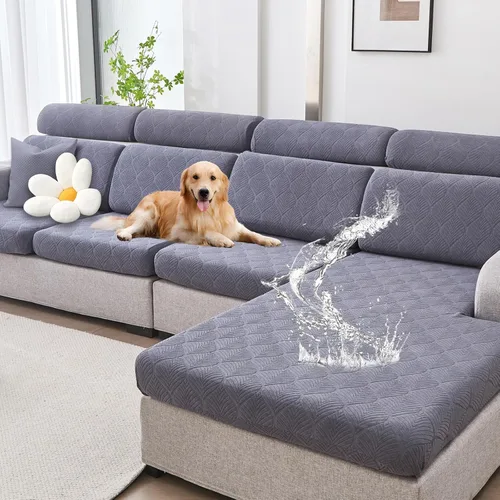 Vista 19 de Genina Fundas de cojín para sofá impermeables, fundas elásticas para sofá seccional, funda de cojín lavable, antideslizante, con parte inferior