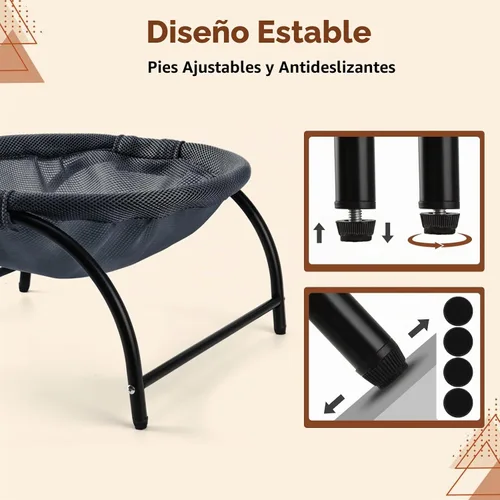 Vista 6 de LIFLIX - Cama elevada en forma de hamaca para gatos, cuna para gatos con malla lavable, cama para mascotas para gatitos, azul oscuro