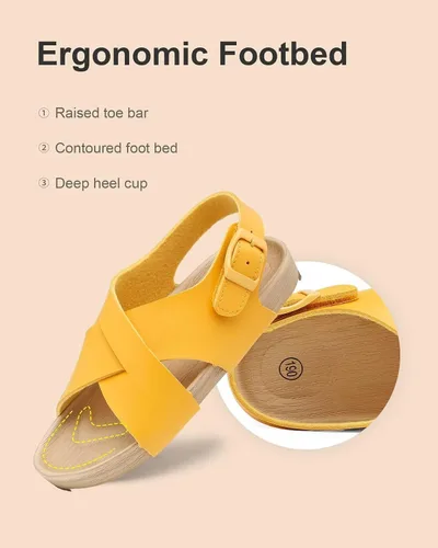 Vista 6 de Cubufly Sandalias para niños con tiras cruzadas y puntera abierta, zapatos de verano para uso en interiores y exteriores, para niños pequeños