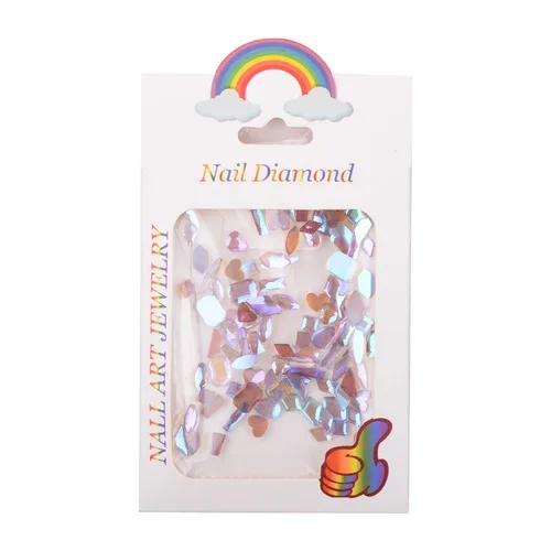 Vista 7 de 100 piezas de diamantes de imitación de cristal Aurora de formas mixtas para arte de uñas, gemas iridiscentes transparentes desnudas con parte