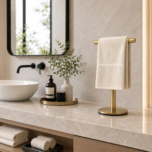 Vista 6 de Soporte para toallas de mano de baño, soporte para toallas de mano en forma de T, soporte de acero inoxidable SUS304 para baño, cocina o encimera