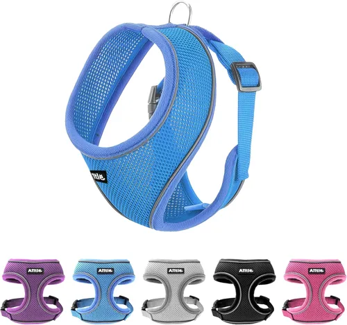 Vista 11 de AIITLE Arnés para cachorro, malla transpirable de triple capa, ajuste ajustable y diseño reflectante, chaleco sobre la cabeza sin asfixia para uso