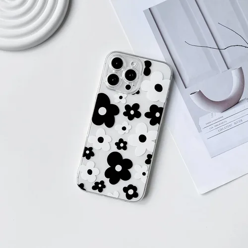 Vista 2 de Lovmooful Funda para iPhone 16 Pro, diseño floral transparente, flor negra