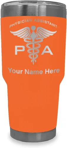 Vista 14 de LaserGram Vaso aislado al vacío de 20 onzas, asistente médico PA, grabado personalizado incluido (negro)