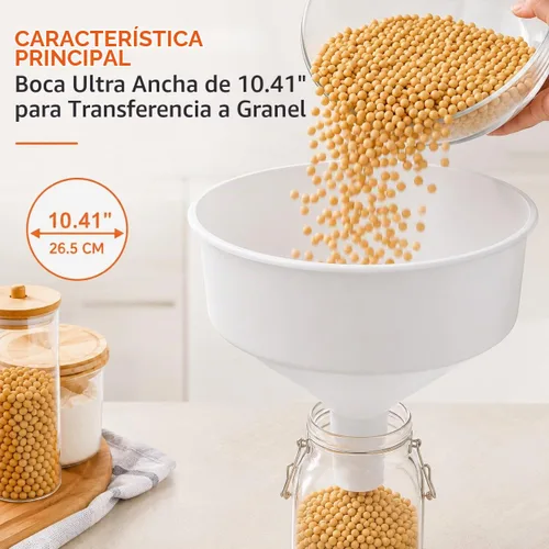 Vista 4 de Cabilock Embudo de cocina grande de boca ancha de plástico para llenado de bebidas de aceite de cerveza, herramienta de vertido sin derrames