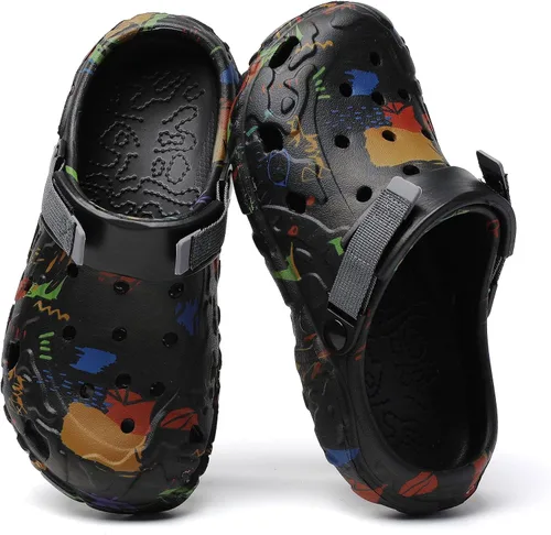 Vista 4 de SECHRITE Zuecos de jardín para hombre y mujer, zapatos de jardín con graffiti, sandalias deportivas unisex para adultos, atléticas, de verano, al