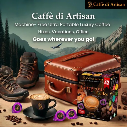 Vista 5 de Caffè di Artisan Cápsulas de café líquido de una sola porción que cambian el juego – Brezè – Tostado oscuro Intensidad – Fuerte, sin máquina. Todo