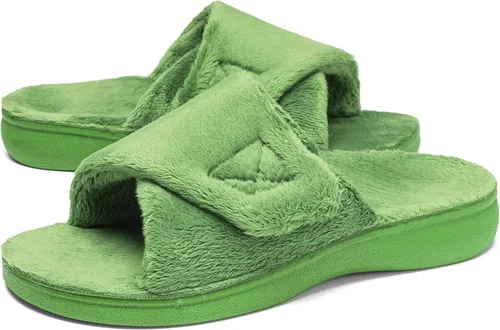 Vista 17 de SOLLBEAM - Pantuflas ortopédicas para mujer con soporte de arco para fascitis plantar, ajustables, con copa para el talón, acogedoras, para damas