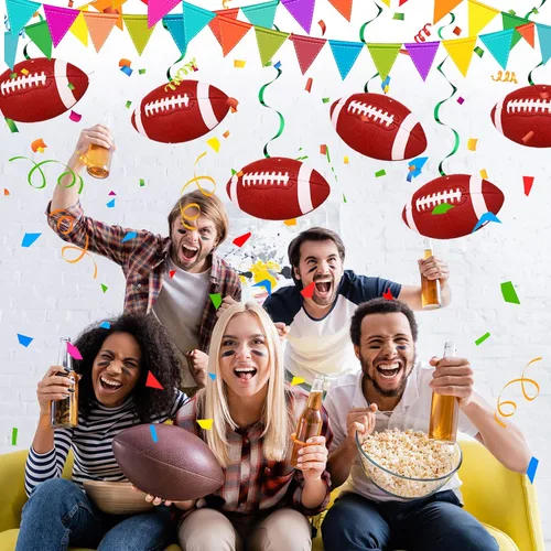 Vista 7 de 24 piezas de decoraciones de fiesta de fútbol de 7.9 pulgadas, remolinos colgantes de fútbol, suministros para fiestas de fútbol, remolinos